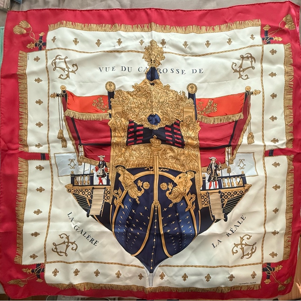 Hermès Vue du Carosse de la Galère la Réale Silk Scarf